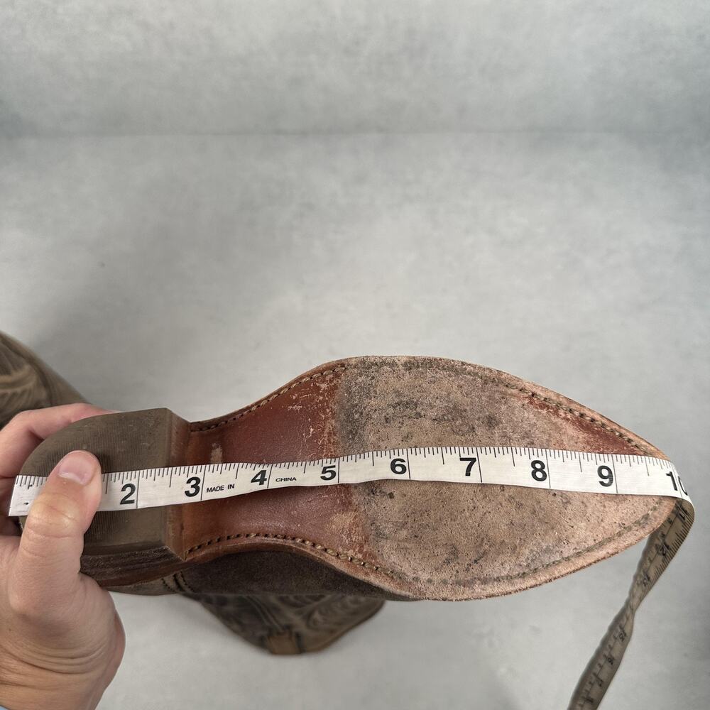 Abilene Boot Co. Distressed Tan Leather Western Ankle Boots - Picture 8 of 10
